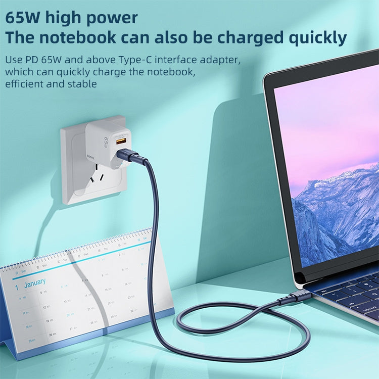 RC-068 PD 65W Type-C / USB-C to Type-C / USB-C High Elastic TPE Fast Charging Data Cable, Length: 1m, Type-C to Type-C – Fast Charging, TPU