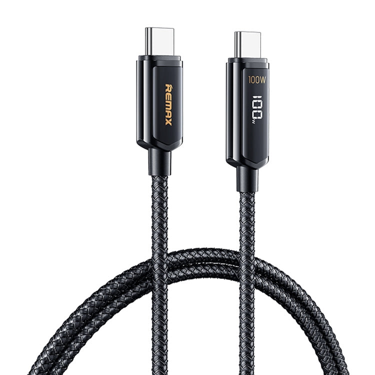 RC-128a 100W Type-C / USB-C to Type-C / USB-C Intelligent Digital Display Zinc Alloy Braided Charging Data Cable, Length: 1.2m – Fast Charging, TPU