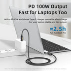 RC-128a 100W Type-C / USB-C to Type-C / USB-C Intelligent Digital Display Zinc Alloy Braided Charging Data Cable, Length: 1.2m – Fast Charging, TPU