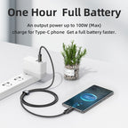 RC-128a 100W Type-C / USB-C to Type-C / USB-C Intelligent Digital Display Zinc Alloy Braided Charging Data Cable, Length: 1.2m – Fast Charging, TPU