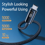 RC-128a 100W Type-C / USB-C to Type-C / USB-C Intelligent Digital Display Zinc Alloy Braided Charging Data Cable, Length: 1.2m – Fast Charging, TPU