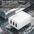IVON AD37 5A QC 3.0 Three USB Port Travel Charger, US Plug, AD37 – Fast Charging, TPU