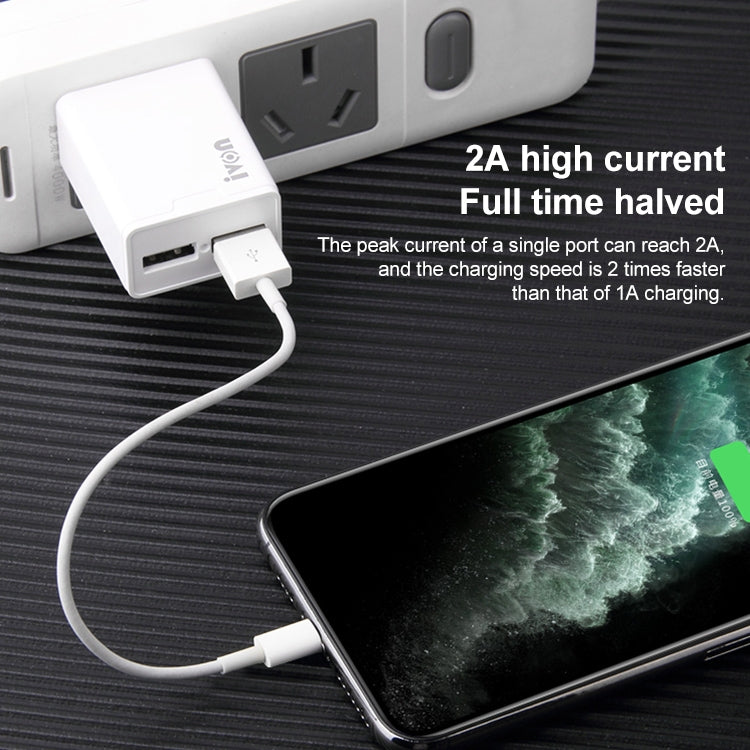 IVON AD38 5V 2.1A Dual USB Port Travel Charger, US Plug, AD38 – Durable Build, Easy to Use