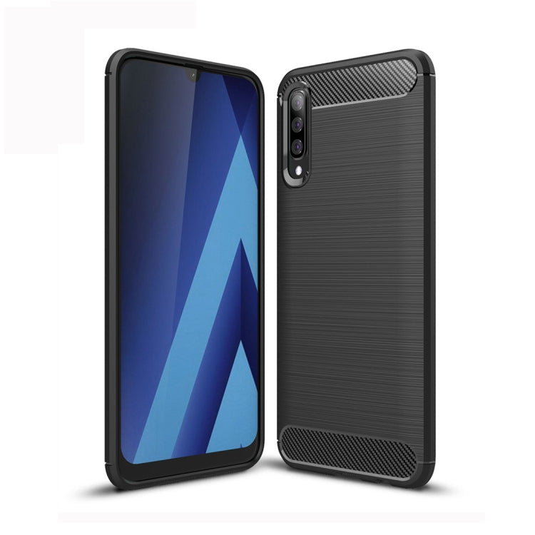 Brushed Texture Carbon Fiber TPU Case for Galaxy A50, For Galaxy A50 For Galaxy A50 Black