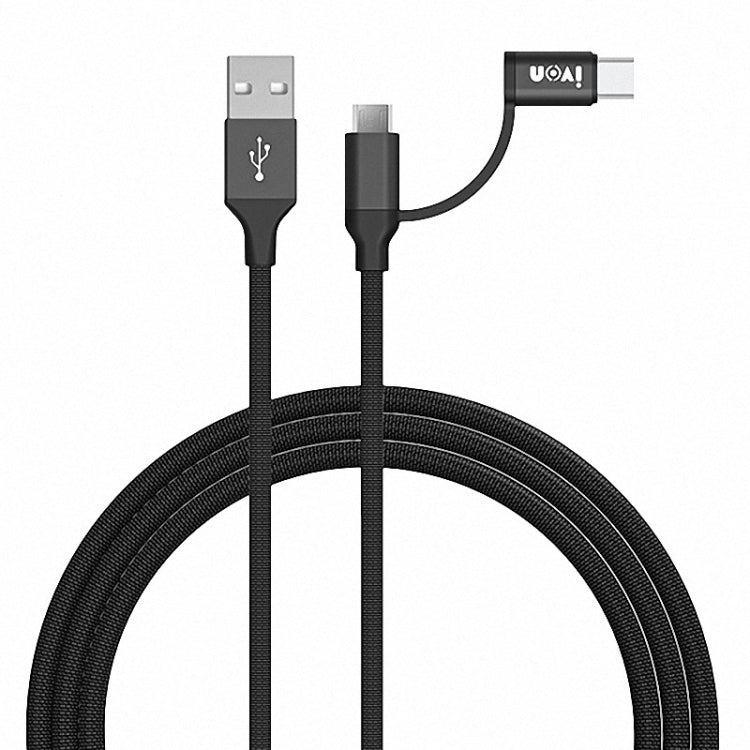 IVON CA52 2.4A USB to Type-C + Micro USB 2 in 1 Charging Sync Data Cable, Length: 1m, Type-C + Micro USB – Aluminum Alloy, Data Transmission