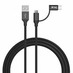 IVON CA52 2.4A USB to Type-C + Micro USB 2 in 1 Charging Sync Data Cable, Length: 1m, Type-C + Micro USB – Aluminum Alloy, Data Transmission