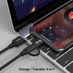 IVON CA52 2.4A USB to Type-C + Micro USB 2 in 1 Charging Sync Data Cable, Length: 1m, Type-C + Micro USB – Aluminum Alloy, Data Transmission