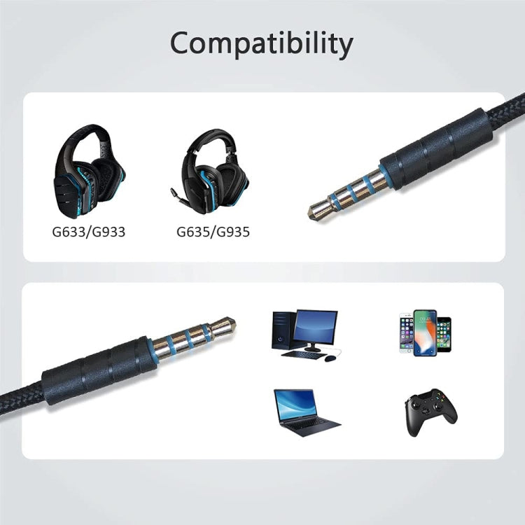 ZS0195 For Logitech G633 / G635 / G933 / G935 3.5mm Gaming Headset Audio Cable, Cable Length: 1.5m – Durable Build, Easy to Use, For Logitech G633 1.5m