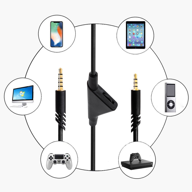 ZS0175 For Logitech Astro A10 / A40 / A30 3.5mm Male to Male Volume Adjustable Earphone Audio Cable, Cable Length: 2m – Durable Build, Easy to Use, For Logitech Astro A10 2m