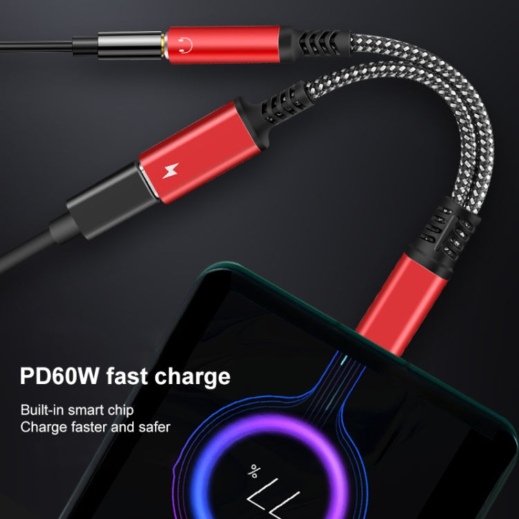2 in 1 USB-C / Type-C Male to PD 60W USB-C / Type-C Charging + 3.5mm Audio Female Earphone Adapter – Durable Build, Easy to Use