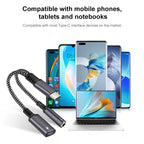2 in 1 USB-C / Type-C Male to PD 60W USB-C / Type-C Charging + 3.5mm Audio Female Earphone Adapter – Durable Build, Easy to Use