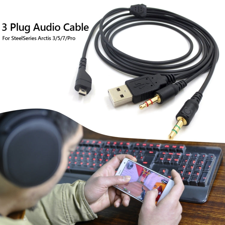ZS0224 3-Prong Headphone Audio Cable for SteelSeries Arctis 3 / 5 / 7 / Pro, ZS0224 – Durable Build, Easy to Use