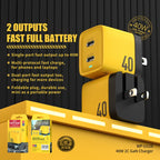WP-U128 Charger – 40W Dual USB-C/Type-C Interface Gallium Nitride Charger,Specifications:...