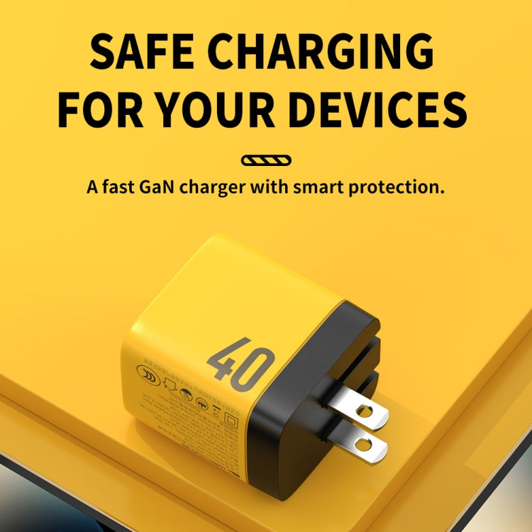 WP-U128 Charger – 40W Dual USB-C/Type-C Interface Gallium Nitride Charger,Specifications:...