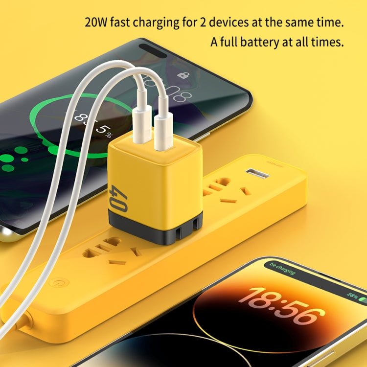 WP-U128 Charger – 40W Dual USB-C/Type-C Interface Gallium Nitride Charger,Specifications:...