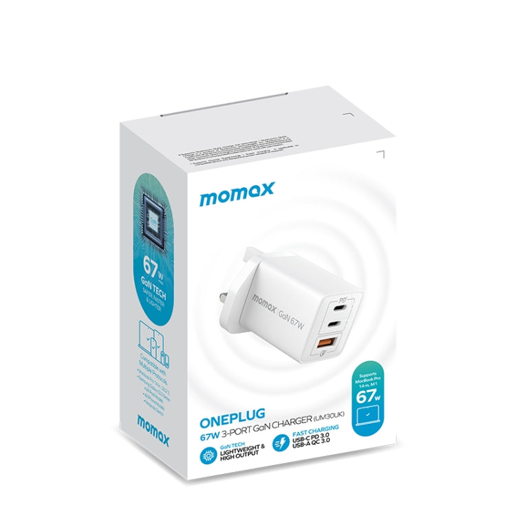 MOMAX UM30 PD 67W Fast Charger Power Adapter, UK Plug, UK Plug – Fast Charging, TPU