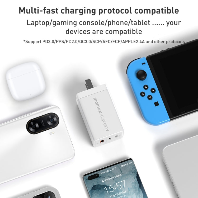 MOMAX UM30 PD 67W Fast Charger Power Adapter, UK Plug, UK Plug – Fast Charging, TPU