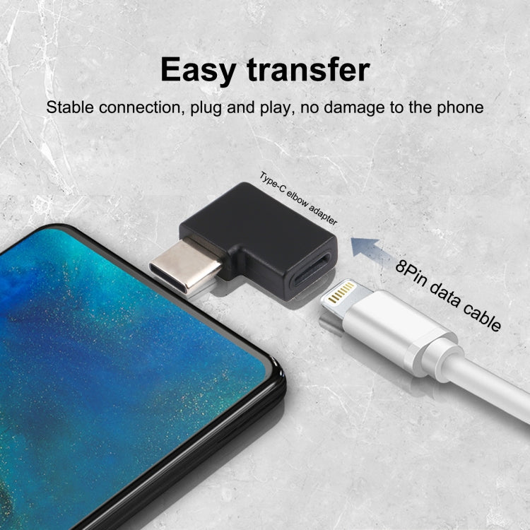 USB-C Adapter – / Type-C Male to 8 Pin Female Elbow Charging Adapter, USB-C / Type-C...