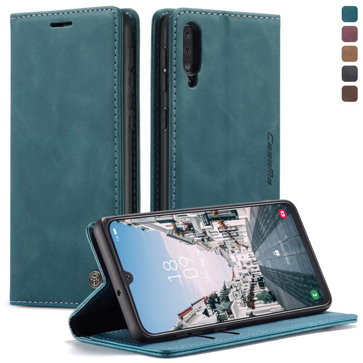 CaseMe-013 Multifunctional Retro Frosted Horizontal Flip Leather Case for Galaxy A30S / A50S / A50, with Card Slot & Holder & Zipper Wallet & Photo Frame – Card Slot, Flip, Leather, For Galaxy A50 For Galaxy A50 Blue
