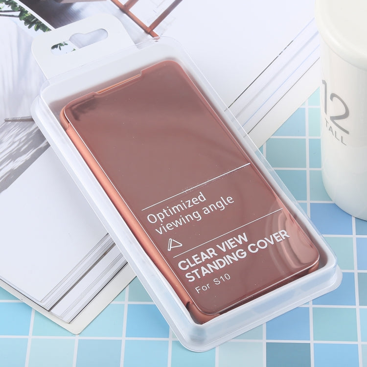 PU Electroplating Mirror Horizontal Flip Leather Case for Galaxy S10, with Holder, For Galaxy S10