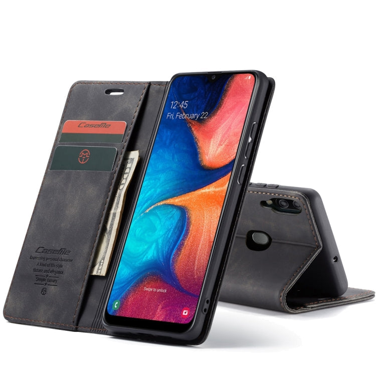 CaseMe-013 Multifunctional Retro Frosted Horizontal Flip Leather Case for Galaxy A20 / A30, with Card Slot & Holder & Wallet, For Galaxy A20 / A30 For Galaxy A20 A30 Black