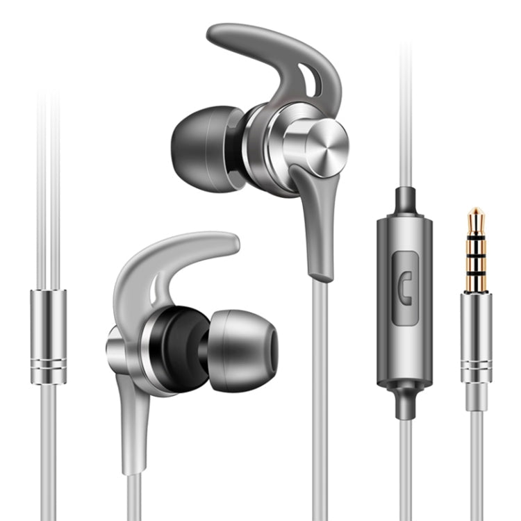 QKZ EQ1 CNC Metal Shark Fin Headphones Sports Music Headphones, Microphone Version – Durable Build, Easy to Use Silver