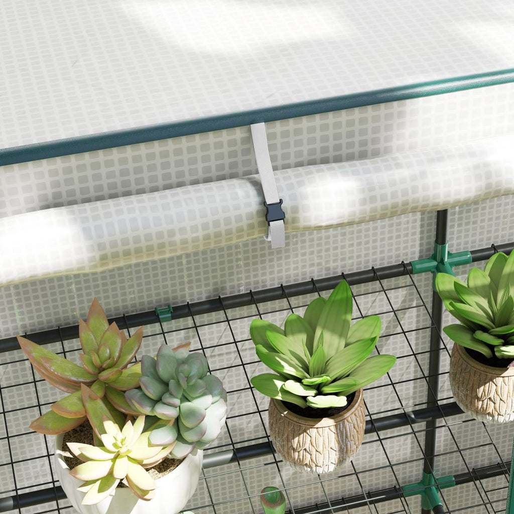 3 Tier Lean-to Mini Greenhouse with Green Hemmed Edging