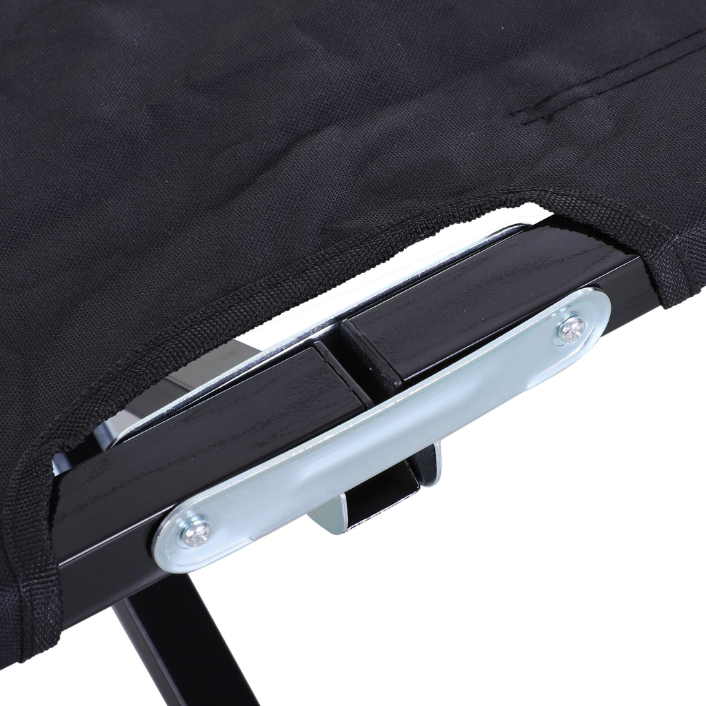 Double Camping Folding Cot Outdoor Portable Sleeping Bed, Black