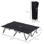 Double Camping Folding Cot Outdoor Portable Sleeping Bed, Black