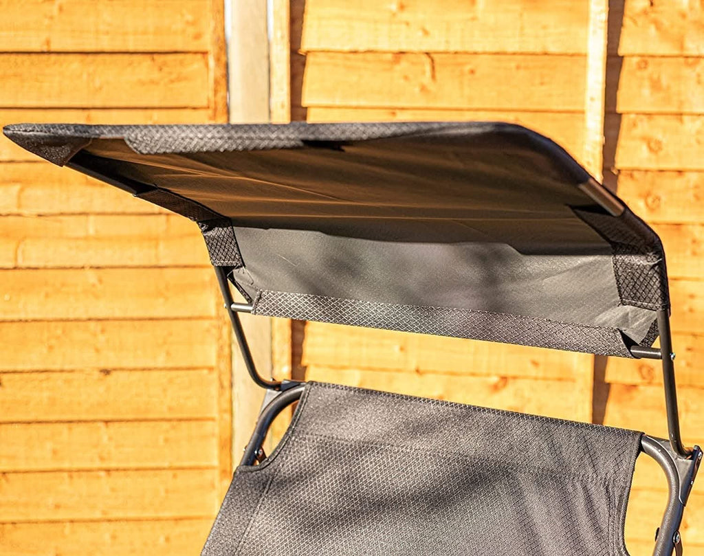 Folding Sun Lounger with Canopy (Set of 2)