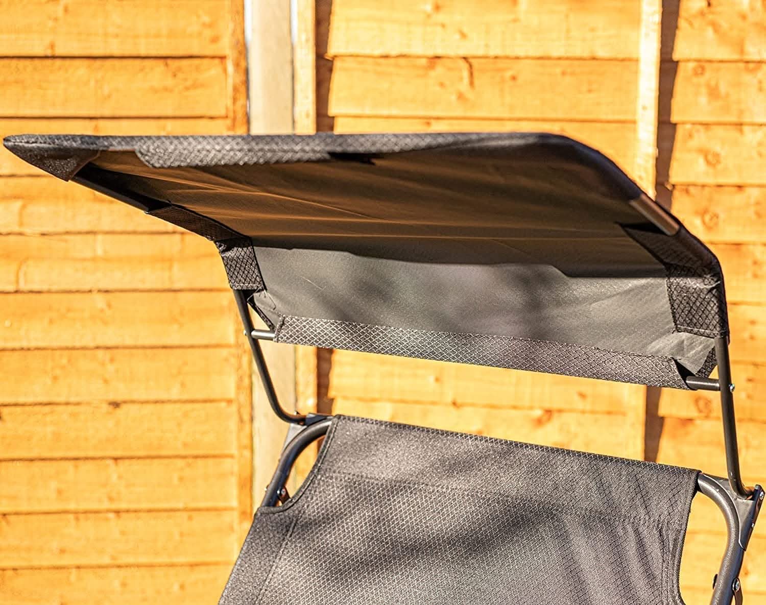 Folding Sun Lounger with Canopy (Set of 2)