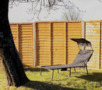 Folding Sun Lounger with Canopy (Set of 2)
