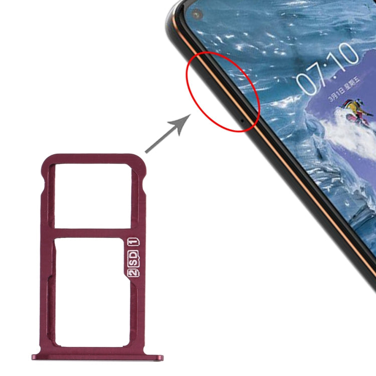 SIM Card Tray + SIM Card Tray / Micro SD Card Tray for Nokia X7 / 8.1 / 7.1 Plus / TA-1131 – Durable Build, Easy to Use, For Nokia X7 For Nokia X7 Purplish Red