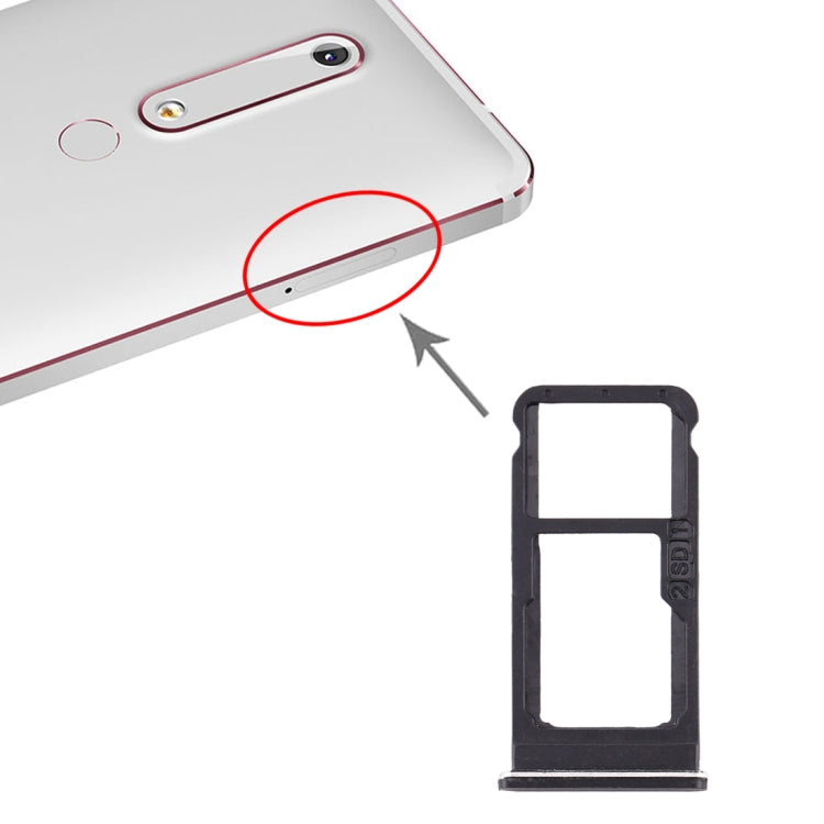SIM Card Tray + SIM Card Tray / Micro SD Card Tray for Nokia 6.1 / 6 (2018) / TA-1043 TA-1045 TA-1050 TA-1054 TA-1068 – Durable Build, Easy to Use, For Nokia 6.1 For Nokia 6.1 Black