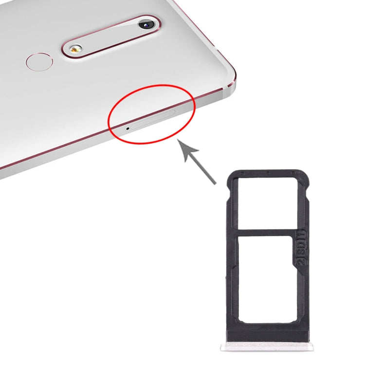 SIM Card Tray + SIM Card Tray / Micro SD Card Tray for Nokia 6.1 / 6 (2018) / TA-1043 TA-1045 TA-1050 TA-1054 TA-1068 – Durable Build, Easy to Use, For Nokia 6.1 For Nokia 6.1 White