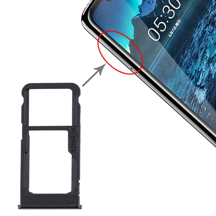 SIM Card Tray + SIM Card Tray / Micro SD Card Tray for Nokia 5.1 Plus / X5 TA-1102 TA-1105 TA-1108 TA-1109 TA-1112 TA-1120 TA-1199 – Durable Build, Easy to Use, For Nokia 5.1 Plus For Nokia 5.1 Plus Black