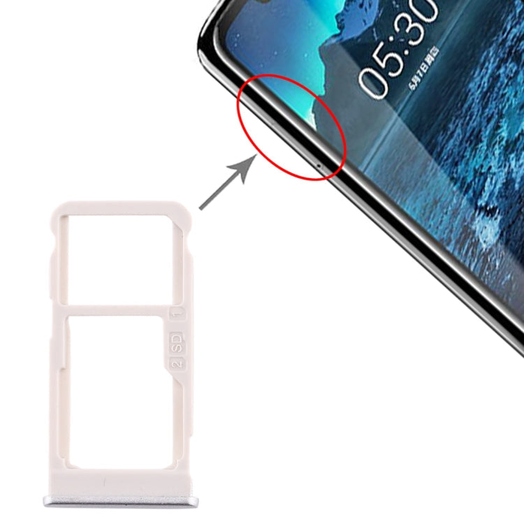 SIM Card Tray + SIM Card Tray / Micro SD Card Tray for Nokia 5.1 Plus / X5 TA-1102 TA-1105 TA-1108 TA-1109 TA-1112 TA-1120 TA-1199 – Durable Build, Easy to Use, For Nokia 5.1 Plus For Nokia 5.1 Plus Silver