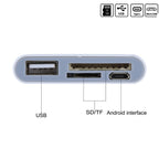 TF + SD Card + USB Port to USB-C / Type-C Adapter Card Reader Connection Kit with LED Indicator Light – Durable Build, Easy to Use