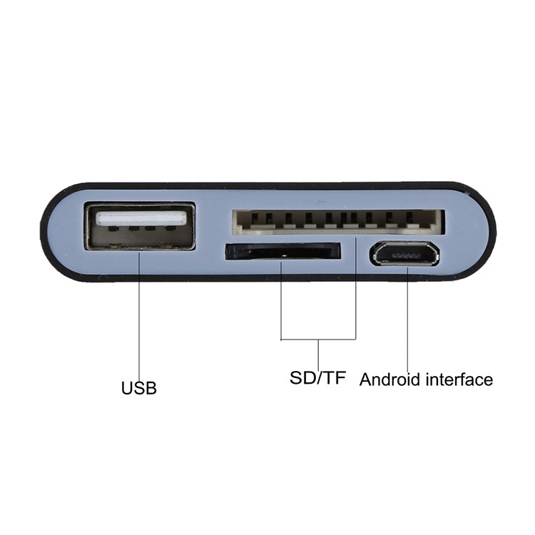 Micro SD + SD + USB 2.0 + Micro USB Port to Micro USB OTG Smart Card Reader Connection Kit with LED Indicator Light – Durable Build, Easy to Use