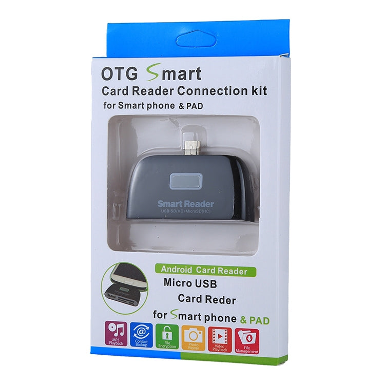 Micro SD + SD + USB 2.0 + Micro USB Port to Micro USB OTG Smart Card Reader Connection Kit with LED Indicator Light – Durable Build, Easy to Use