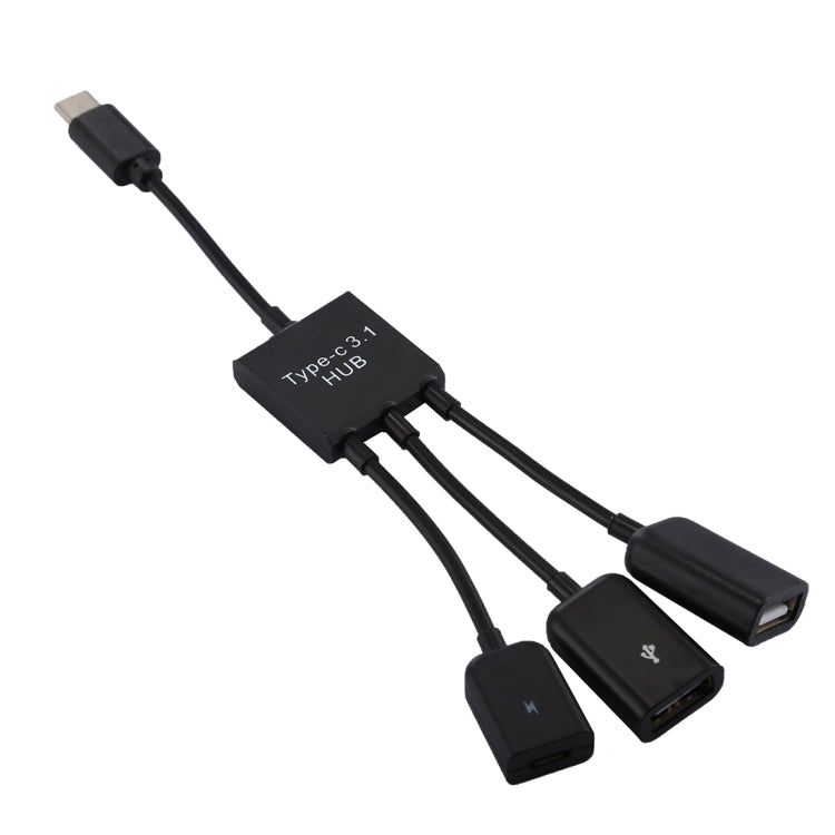 Portable USB-C / Type-C Male to Dual USB Ports Female + Micro USB Female Mini Cable Hub Splitter Adapter, 2 Ports USB + Micro USB – Durable Build, Easy to Use