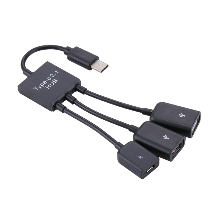 Portable USB-C / Type-C Male to Dual USB Ports Female + Micro USB Female Mini Cable Hub Splitter Adapter, 2 Ports USB + Micro USB – Durable Build, Easy to Use