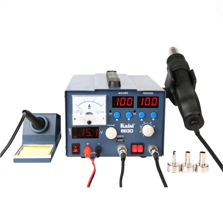 Kaisi K-863D 3 in 1 Hot Air Gun Soldering Station SMD Rework Station With 3A DC Power Supply for Phone PCB Welding Repair Machine, US Plug, K-863D, US Plug, K-863D, EU Plug – Durable Build, Easy to Use K-863D, US Plug SP7498A