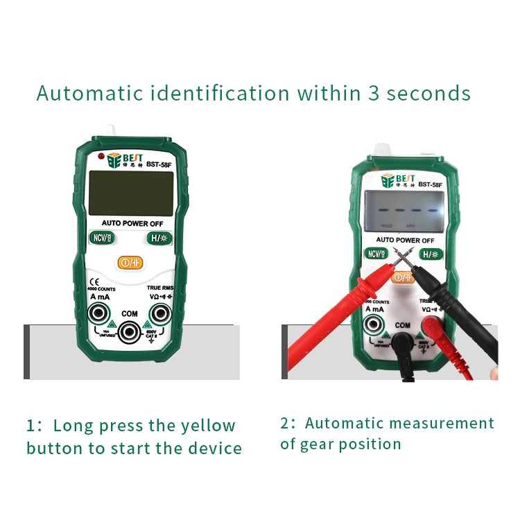 BEST BST-58F Full Automatic Range Multimeter Without Shift Intelligent Identification Digital Multimeter Household Mini Electrical Instrument – Durable Build, Easy to Use