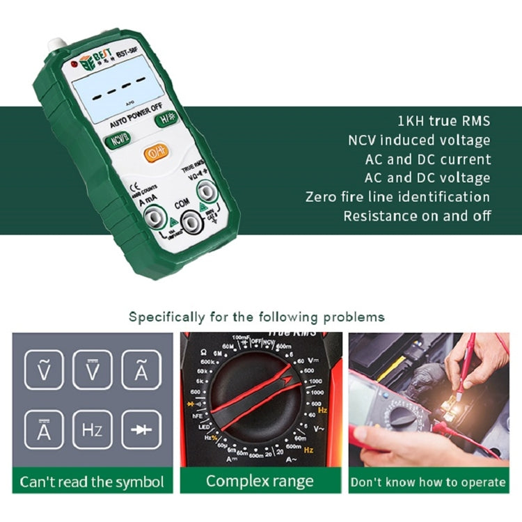BEST BST-58F Full Automatic Range Multimeter Without Shift Intelligent Identification Digital Multimeter Household Mini Electrical Instrument – Durable Build, Easy to Use