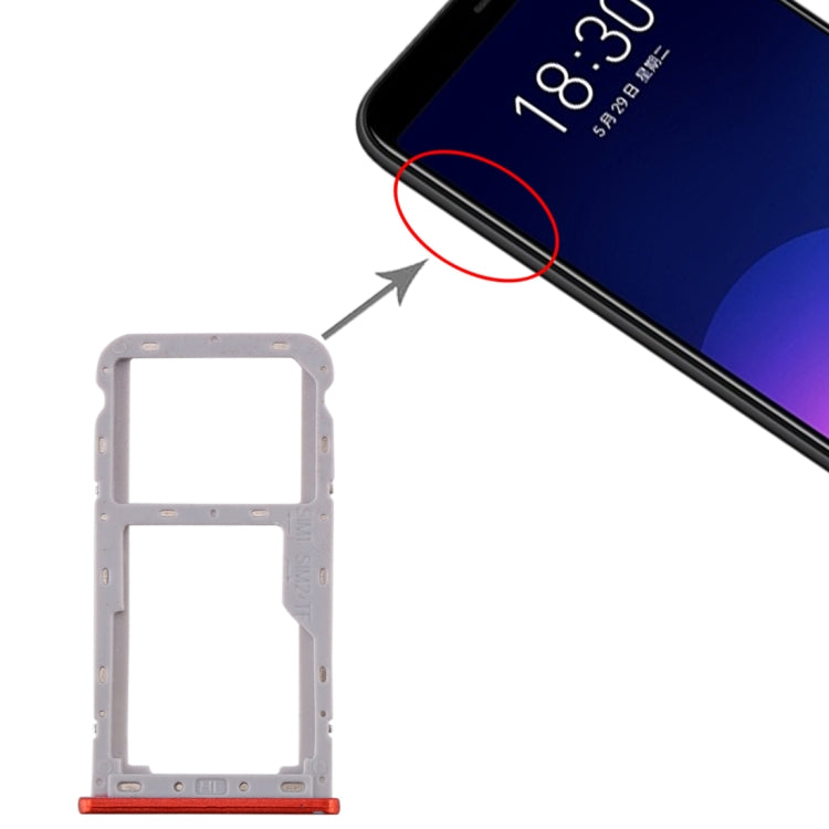 SIM Card Tray + SIM / Micro SD Card Tray – Durable Build, Easy to Use, For Meizu M6T For Meizu M6T Red