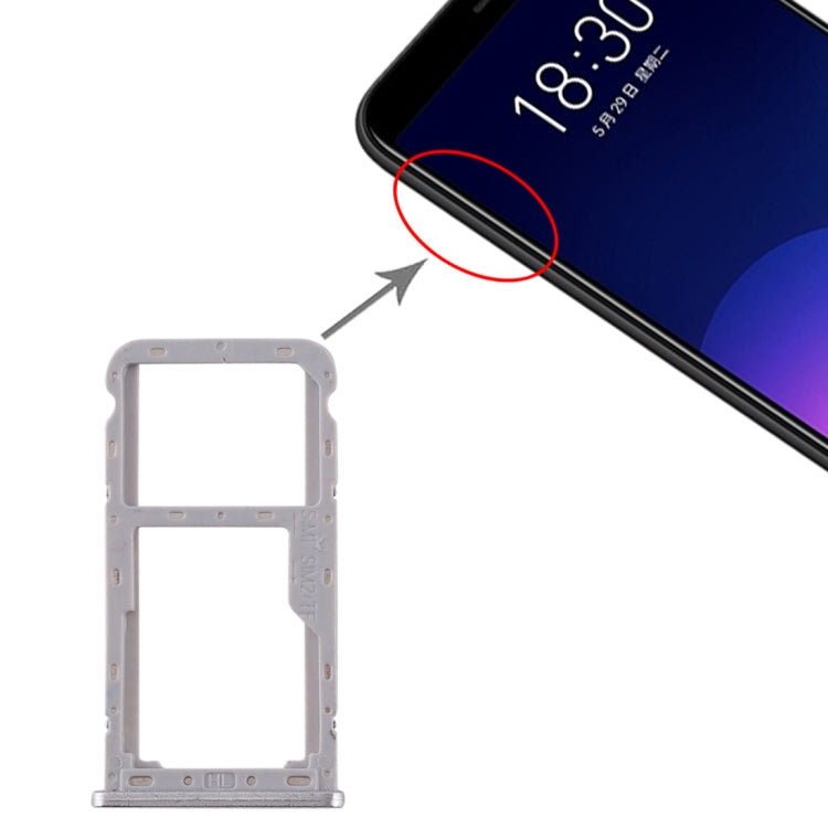 SIM Card Tray + SIM / Micro SD Card Tray – Durable Build, Easy to Use, For Meizu M6T For Meizu M6T Silver