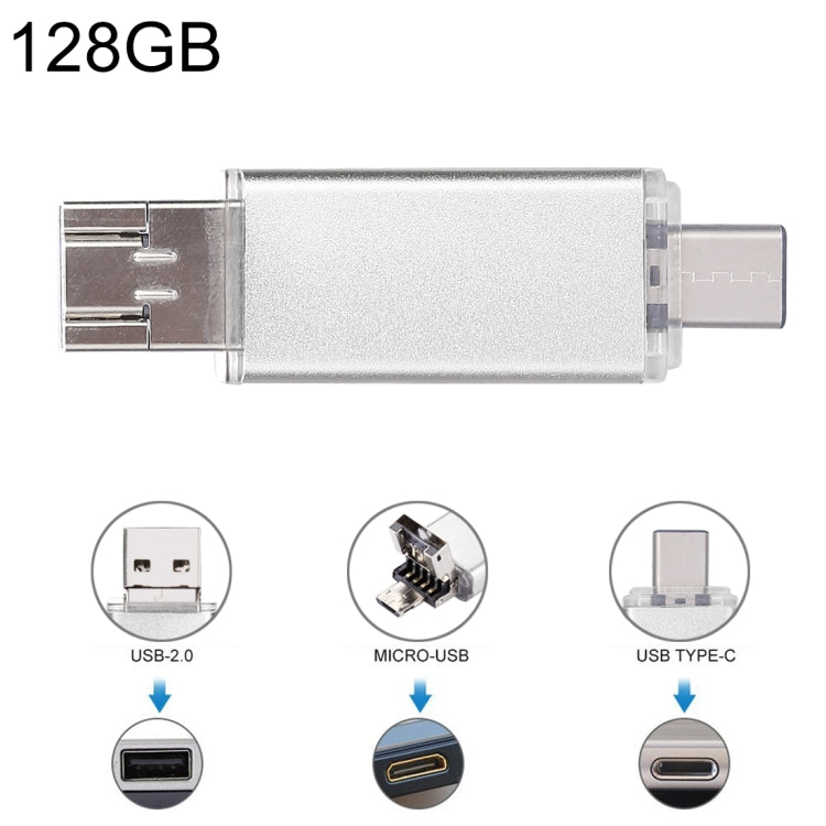 For Type-C Smartphones & PC Computer, 128GB – Magnetic 128GB Silver