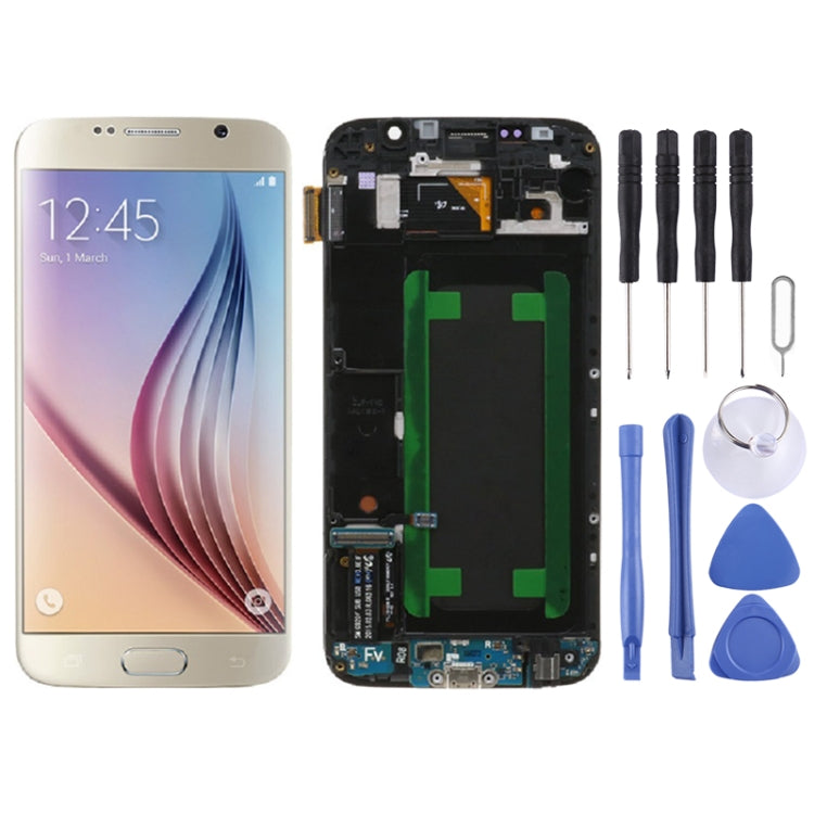 Original LCD Screen and Digitizer Full Assembly with Frame For Samsung Galaxy S6 SM-G920F, For Samsung Galaxy S6 For Samsung Galaxy S6 Gold