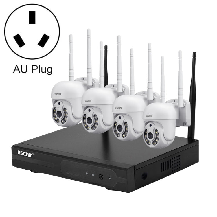 ESCAM WNK714 3.0 Million Pixels 4-channel HD Dome Camera NVR Wireless Monitoring Kit, AU Plug, SPC0100AU, SPC0100EU, SPC0100UK, SPC0100US SPC0100AU